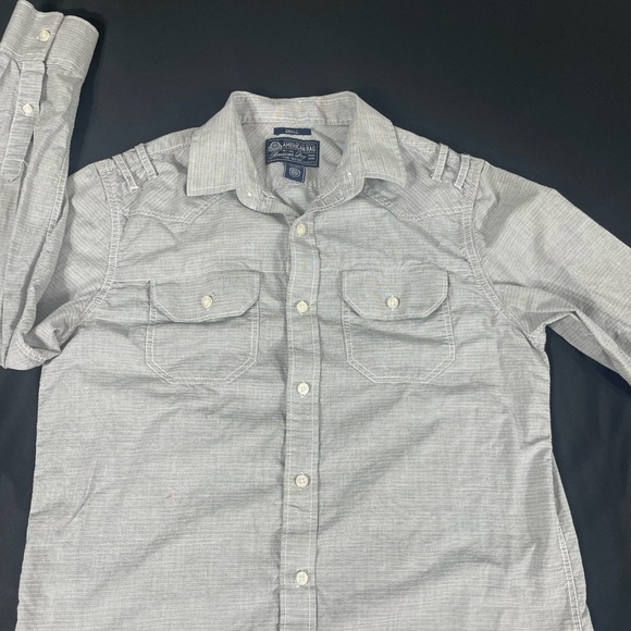 Américan Rag Cie Women Gray Striped Long Sleeve Button Up Shirt Size S - Picture 4 of 11